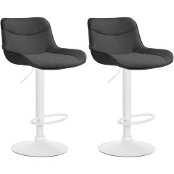 Juego de 2 taburetes de bar Vonore en tela blanca y gris oscuro