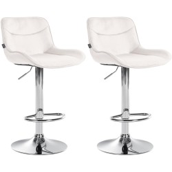 Juego de 2 taburetes de bar Vonore de terciopelo cromado color crema