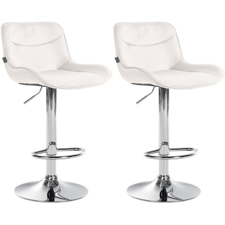 Juego de 2 taburetes de bar Vonore de terciopelo cromado color crema