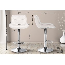 Juego de 2 taburetes de bar Vonore de terciopelo cromado color crema