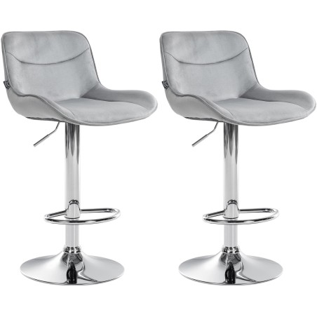 Juego de 2 taburetes de bar Vonore de terciopelo gris cromado
