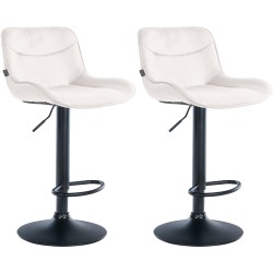 Juego de 2 taburetes de bar Vonore en terciopelo negro y crema