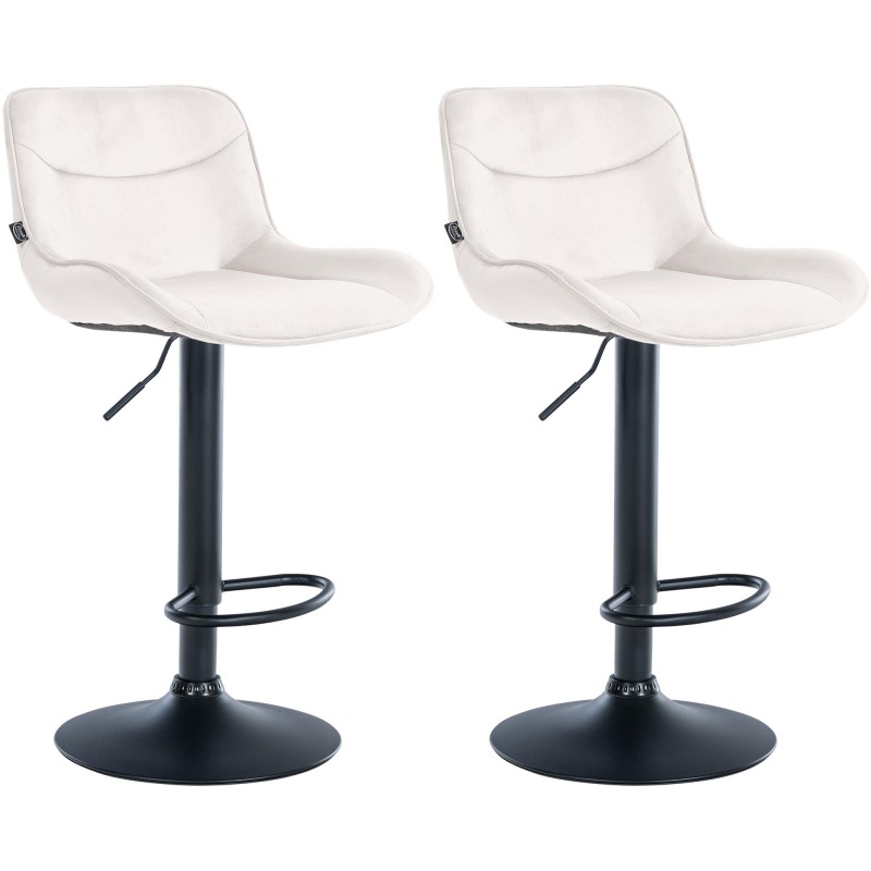 Juego de 2 taburetes de bar Vonore en terciopelo negro y crema