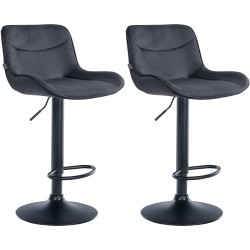 Juego de 2 taburetes de bar Vonore de terciopelo negro