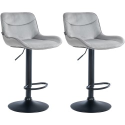 Juego de 2 taburetes de bar Vonore en terciopelo negro y gris