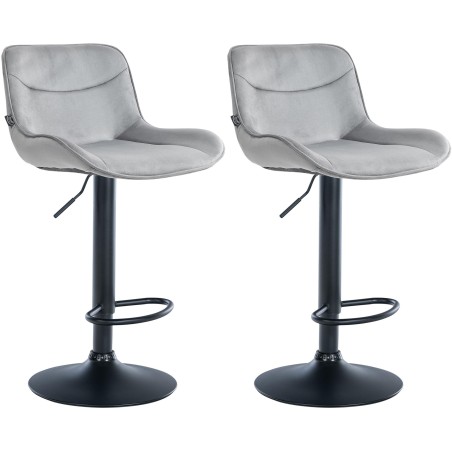 Juego de 2 taburetes de bar Vonore en terciopelo negro y gris