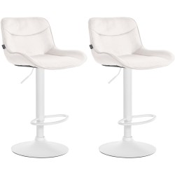 Juego de 2 taburetes de bar Vonore de terciopelo blanco crema