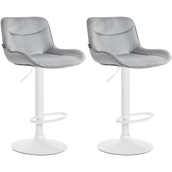 Juego de 2 taburetes de bar Vonore en terciopelo blanco y gris
