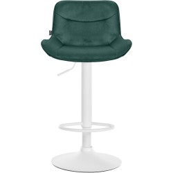 Juego de 2 taburetes de bar Vonore en terciopelo blanco y verde