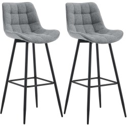 Juego de 2 taburetes de bar Dartford en tela gris Juego de 2 taburetes de bar Dartford en tela gris