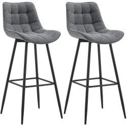 Juego de 2 taburetes de bar Dartford en tela gris oscuro