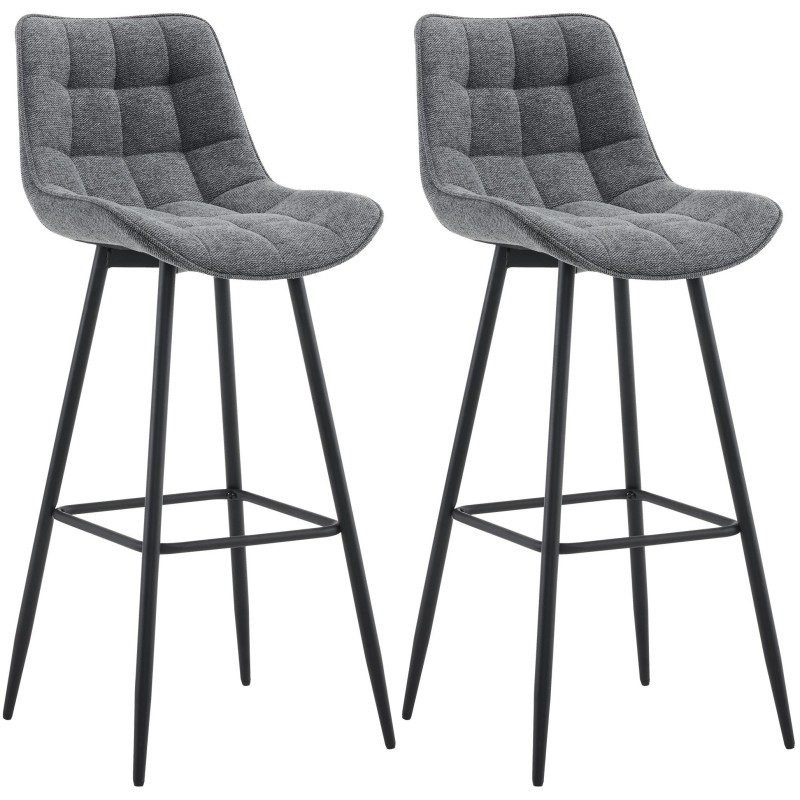 Juego de 2 taburetes de bar Dartford en tela gris oscuro