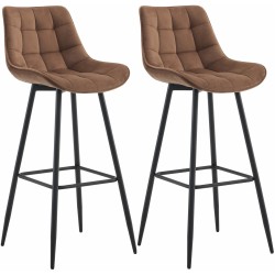 Juego de 2 taburetes de bar Dartford en terciopelo marrón