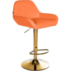 Taburete de bar Braga Gold en símil piel naranja