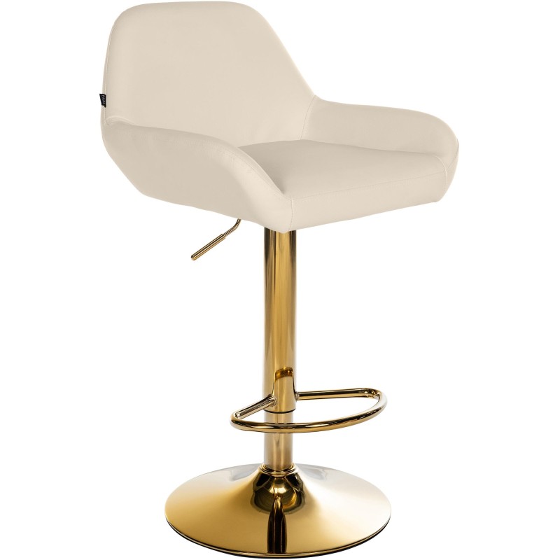 Taburete de bar Braga Gold en símil piel color crema