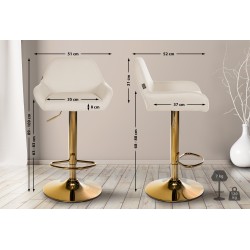 Taburete de bar Braga Gold de tela color crema