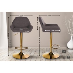 Taburete de bar Braga Gold en tela gris oscuro
