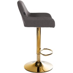 Taburete de bar Braga Gold en tela gris oscuro