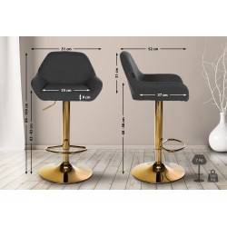 Taburete de bar Braga Gold en tela negra