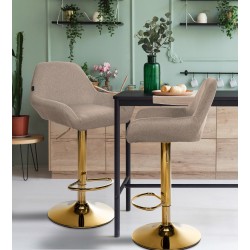 Taburete de bar Braga Gold en tela color topo