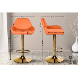 Juego de 2 taburetes de bar Braga Gold en símil piel naranja Juego de 2 taburetes de bar Braga Gold en símil piel naranja