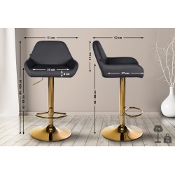 Juego de 2 taburetes de bar Braga Gold en piel sintética negra Juego de 2 taburetes de bar Braga Gold en piel sintética negra