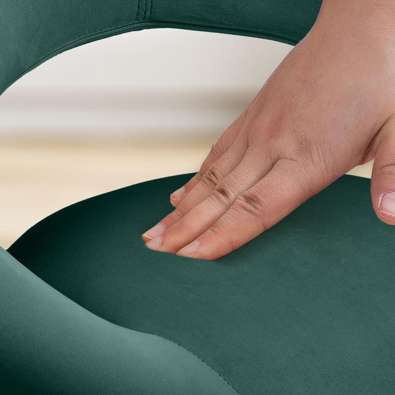 Taburete de bar Olinda en terciopelo negro y verde