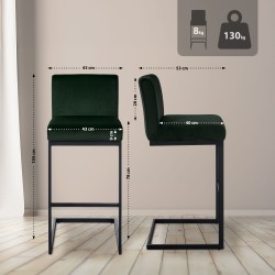 Taburete de bar Hopewell terciopelo B verde