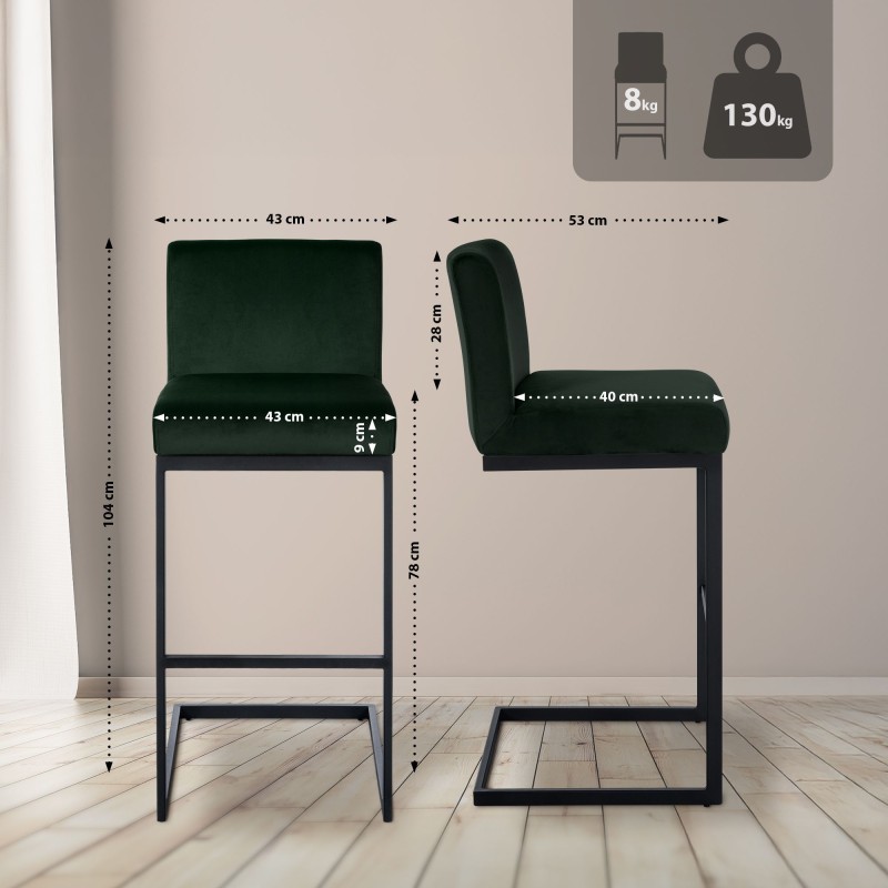 Taburete de bar Hopewell terciopelo B verde