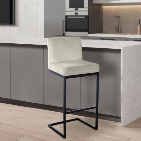 Taburete de bar Hopewell de terciopelo crema B