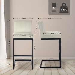 Taburete de bar Hopewell de terciopelo crema B