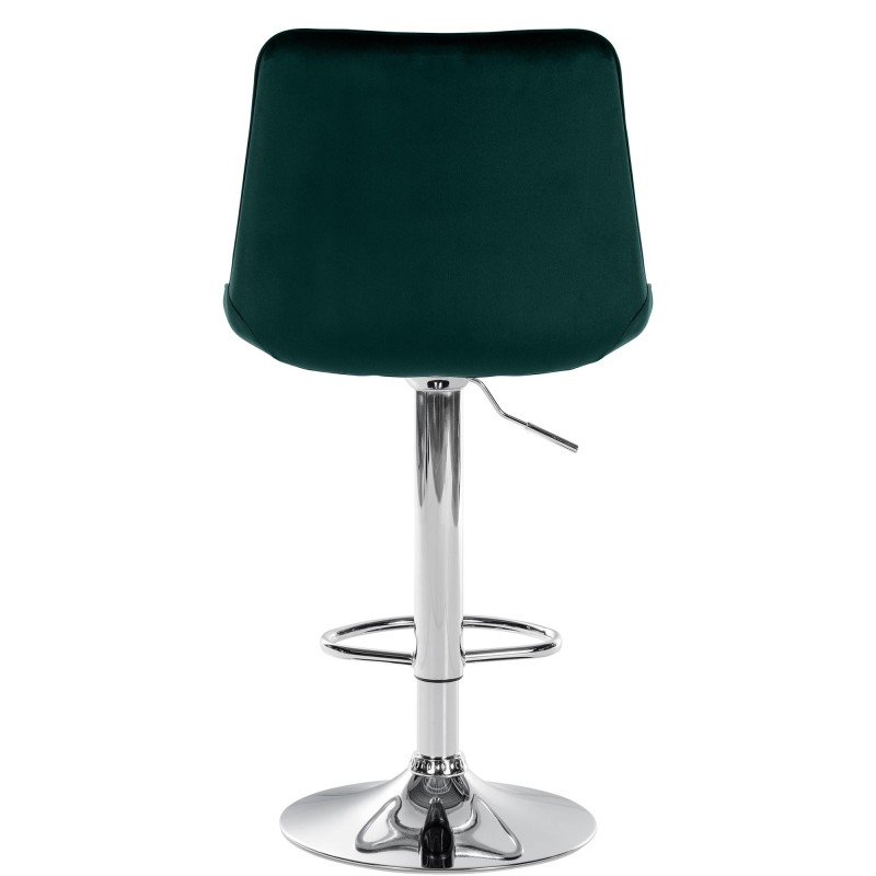 Taburete de bar cromado de terciopelo verde Toni
