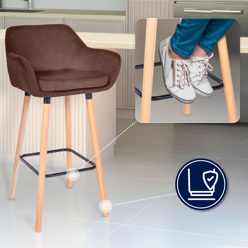 Juego de 2 taburetes de bar de café de terciopelo Grant