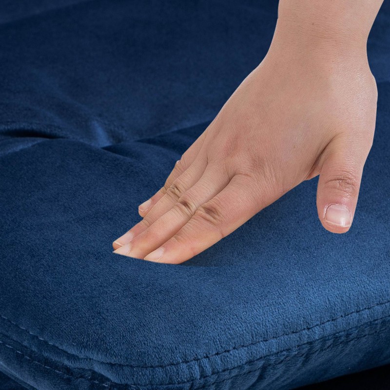 Juego de 2 taburetes de bar Damar en terciopelo negro y azul