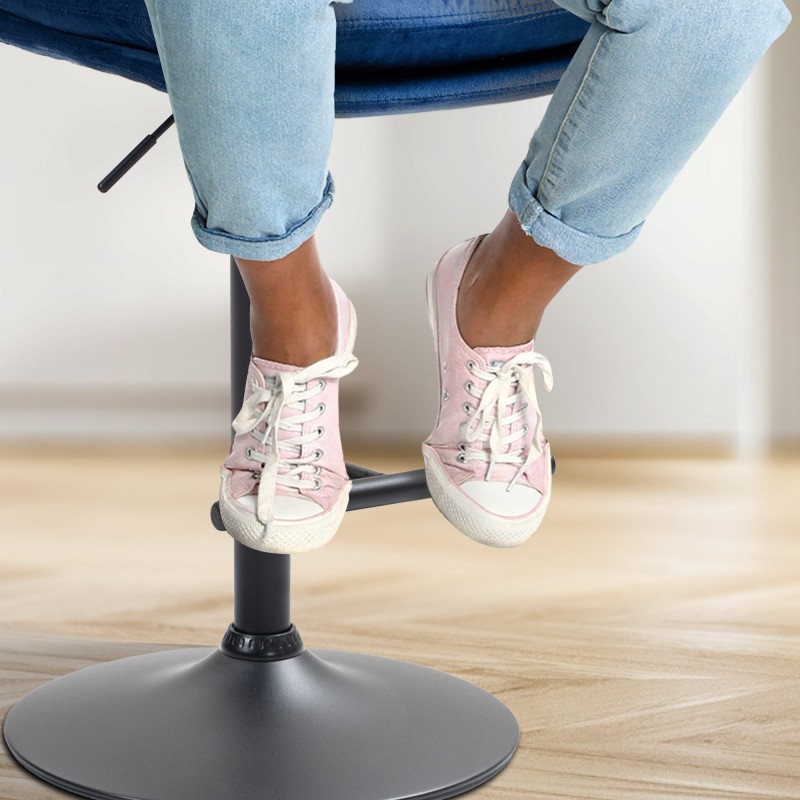 Juego de 2 taburetes de bar Damar en terciopelo negro y azul