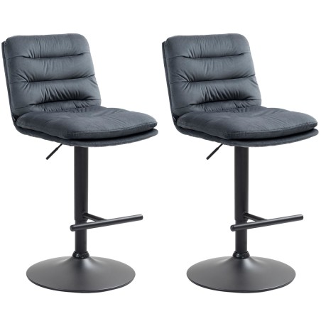 Juego de 2 taburetes de bar Damar en terciopelo negro y gris oscuro