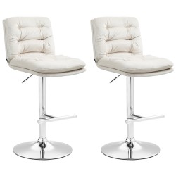 Juego de 2 taburetes de bar de terciopelo cromado color crema Damar