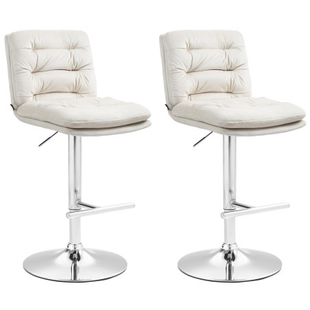 Juego de 2 taburetes de bar de terciopelo cromado color crema Damar