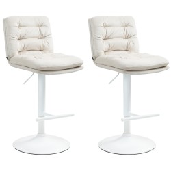 Juego de 2 taburetes de bar de terciopelo blanco crema Damar
