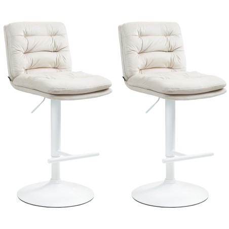 Juego de 2 taburetes de bar de terciopelo blanco crema Damar