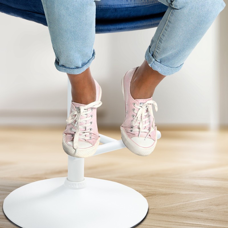 Juego de 2 taburetes de bar Damar en terciopelo blanco y azul