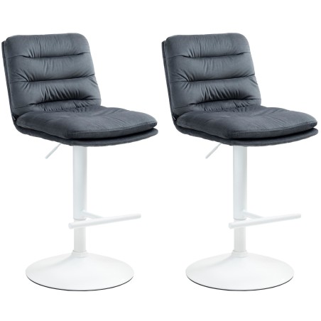 Juego de 2 taburetes de bar Damar en terciopelo blanco y gris oscuro