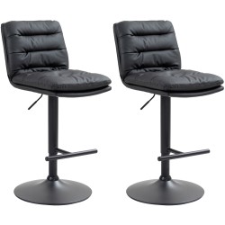 Juego de 2 taburetes de bar Damar en piel sintética negra