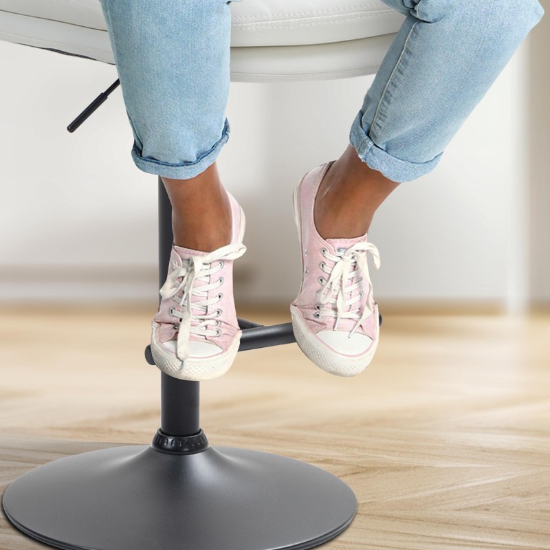 Juego de 2 taburetes de bar Damar, blanco y negro, piel sintética