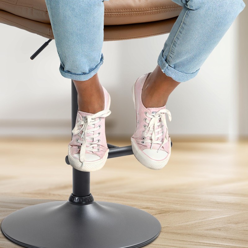 Juego de 2 taburetes de bar Damar en piel sintética negra y marrón claro