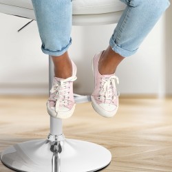 Juego de 2 taburetes de bar Damar, piel sintética, cromado y blanco