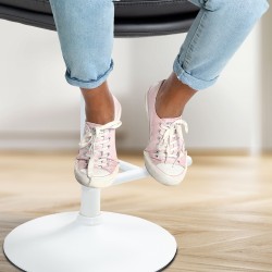 Juego de 2 taburetes de bar Damar, piel sintética, blanco/negro