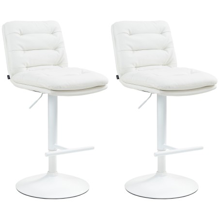 Juego de 2 taburetes de bar Damar, blanco, piel sintética