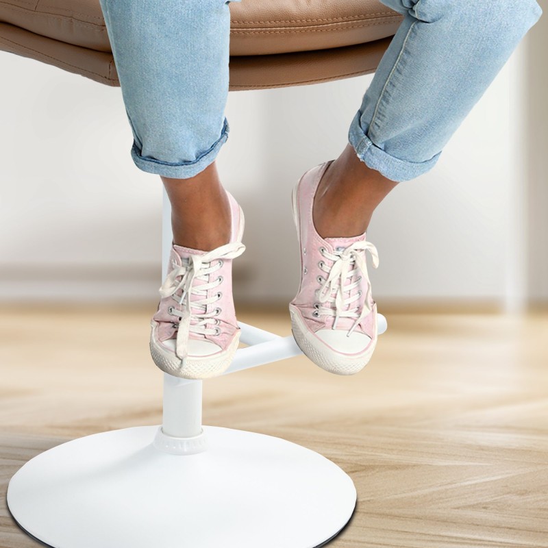 Juego de 2 taburetes de bar Damar, piel sintética, blanco, marrón claro