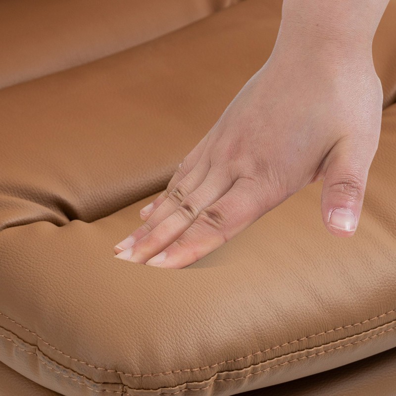 Juego de 2 taburetes de bar Damar, piel sintética, blanco, marrón claro